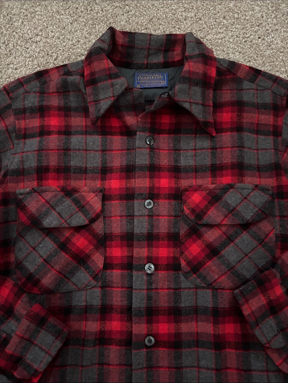 Pendleton Red and Gray Plaid Button-Down Flannel Shirt - Picture 5 of 5